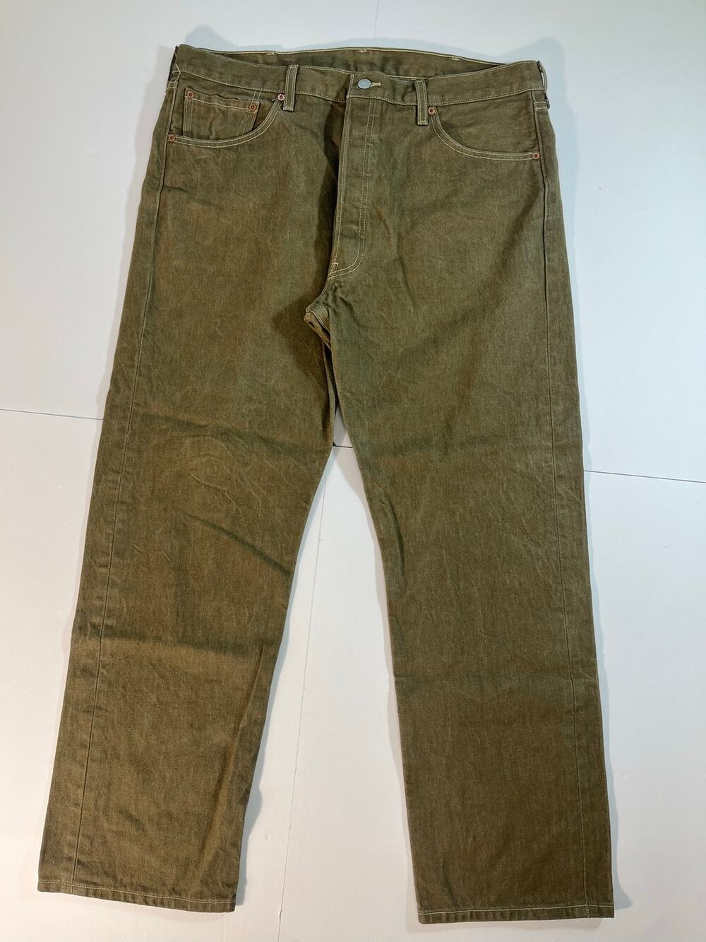 Levi's 501 Original Fit Olive Green Jeans Men's 40x32 Button Fly Straight Leg